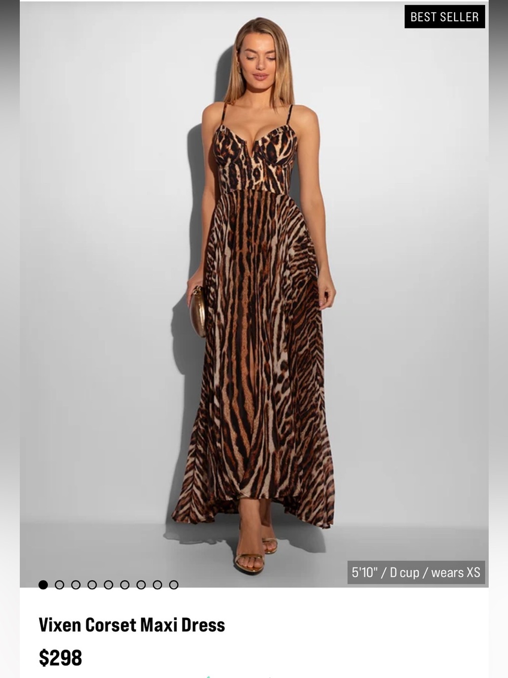 Ta3 Animal-Print Corset Maxi Dress - Brown - size small